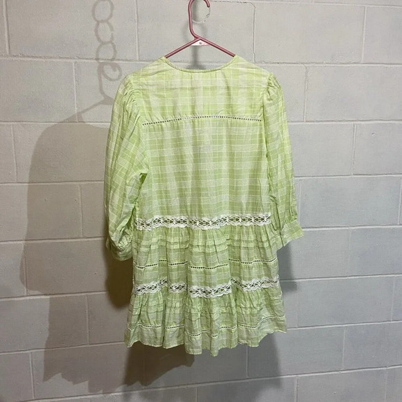Free People Time‎ Out Lace Tunic Top SMALL Lime Combo - Picture 4 of 10